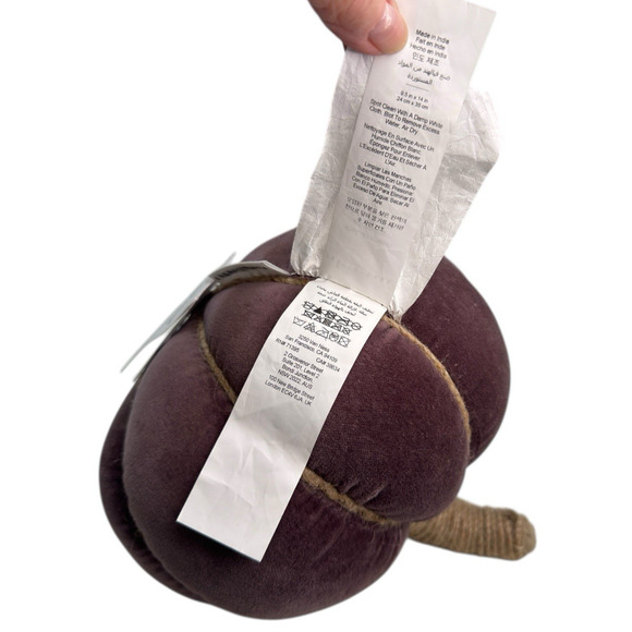 Pottery Barn Velvet Pumpkin Pillow Fig New With Tags 2023 READ - Picture 8 of 10